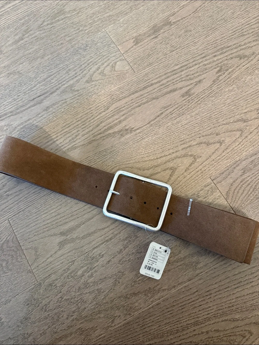 Free People Suede Hex Hip Belt Coconut Shell Brown M/L NWT